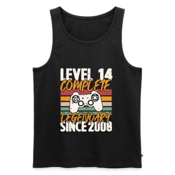 Niveau 14 Complet Vintage Anniversaire 14 Ans - Débardeur bio Premium Homme - noir - Devant - Michal (187cm)