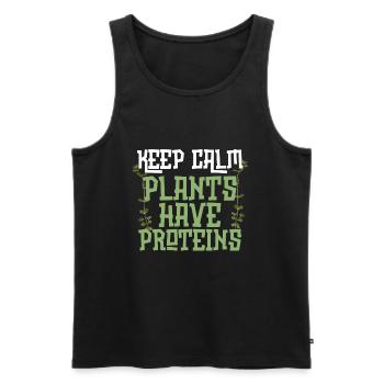 Funny keep calm plants have proteins plant lover - Men's Premium Organic Tank Top - black - Front - Michal (187cm)