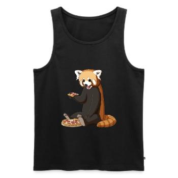 Red Panda Pizza Food Lover - Men's Premium Organic Tank Top - black - Front - AI Model Male 178 light (178cm)