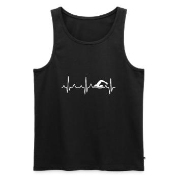 Schwimmer Herzschlag Schwimmen - Männer Premium Bio Tank Top - Schwarz - Vorne - Michal (187cm)