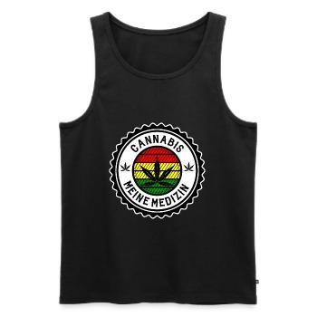 Cannabis - Männer Premium Bio Tank Top - Schwarz - Vorne - Michal (187cm)