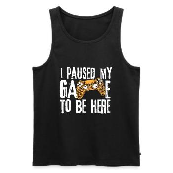Funny Gamer I Paused My Game To Be Here Gaming - Men's Premium Organic Tank Top - black - Front - Michal (187cm)
