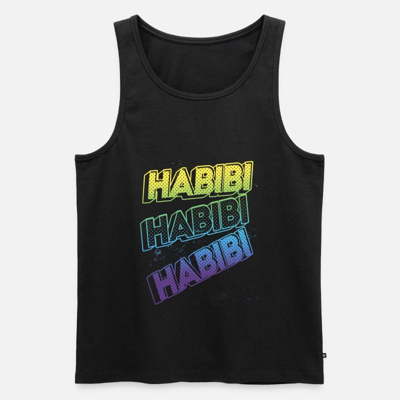 3D-Text Effect - Habibi - Männer Premium Bio Tank Top - Schwarz