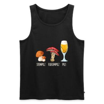 Pilze Sammeln Bier Spruch Pilzsammler - Männer Premium Bio Tank Top - Schwarz - Vorne - Michal (187cm)
