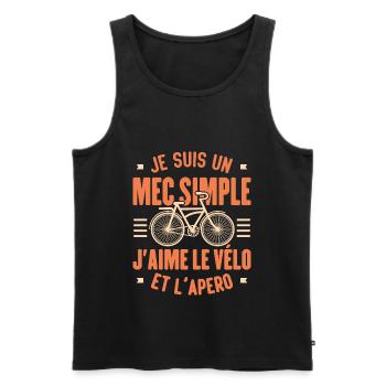 Je Suis Un Mec Simple J'aime Le Vélo Et L'apéro - Débardeur bio Premium Homme - noir - Devant - Michal (187cm)