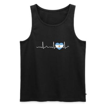 Argentine - battement de cœur, pouls, ligne cardiaque, ECG - Débardeur bio Premium Homme - noir - Devant - Michal (187cm)