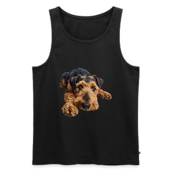 Airedale Terrier - Männer Premium Bio Tank Top - Schwarz - Vorne - AI Model Male 178 light (178cm)