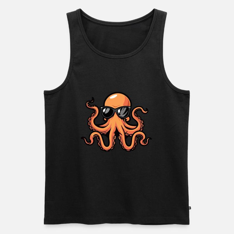 Oktopus Cool Tier - Männer Premium Bio Tank Top - Schwarz