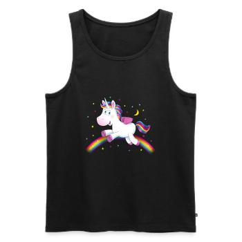 Einhorn kleines Unicorn Regenbogen Geschenk - Männer Premium Bio Tank Top - Schwarz - Vorne - Michal (187cm)