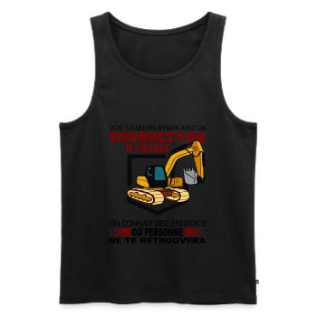 Driver of shirts - Men's Premium Organic Tank Top - black - Front - AI Model Male 178 light (178cm)