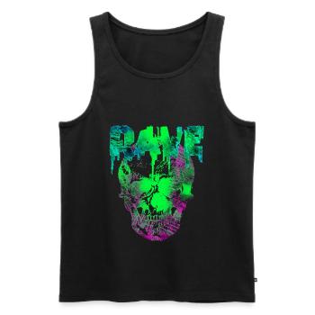 Green Acid Rave Glitch Skull - Men's Premium Organic Tank Top - black - Front - Michal (187cm)