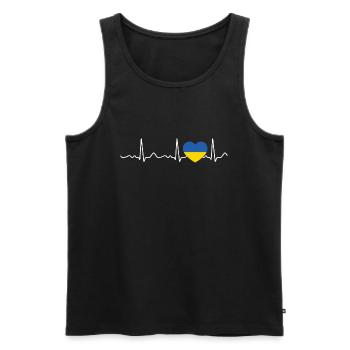 Ukraine - battement de cœur, pouls, ligne cardiaque, ECG - Débardeur bio Premium Homme - noir - Devant - AI Model Male 178 light (178cm)