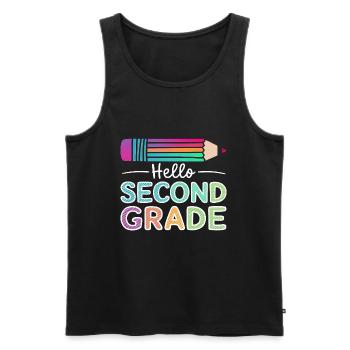 Hello Second Grade - Männer Premium Bio Tank Top - Schwarz - Vorne - Michal (187cm)