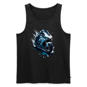 Sport motorcycle illustration - Men's Premium Organic Tank Top - black - Front - AI Model Male 178 light (178cm)