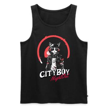 CityBoy Night Out - Cool Cat Style - Men's Premium Organic Tank Top - black - Front - AI Model Male 178 light (178cm)