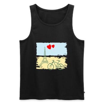 Paris Tour Eiffel France Baguette Ville Amour - Débardeur bio Premium Homme - noir - Devant - Michal (187cm)