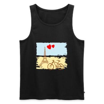 Paris Tour Eiffel France Baguette Ville Amour - Débardeur bio Premium Homme - noir - Devant - Michal (187cm)