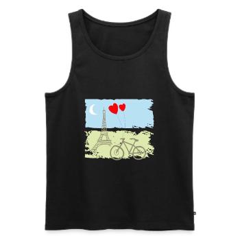 Paris Tour Eiffel France Baguette Ville Amour - Débardeur bio Premium Homme - noir - Devant - Michal (187cm)
