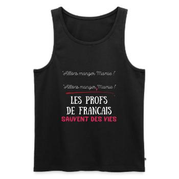 Les profs de français sauvent des vies HUMOUR - Débardeur bio Premium Homme - noir - Devant - AI Model Male 178 light (178cm)