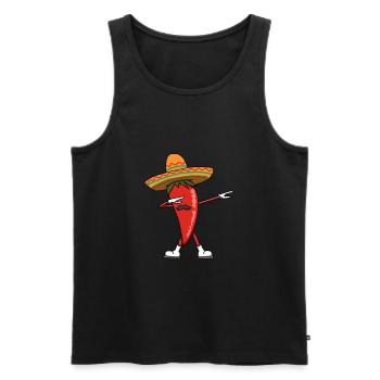 Chili Chilischote Dabbing Essen Rot Scharf Mexiko - Men's Premium Organic Tank Top - black - Front - AI Model Male 178 light (178cm)