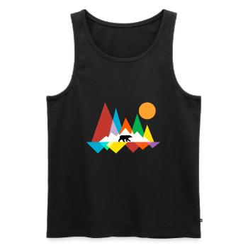 Geometric bear outdoor mountain hiking gift - Men's Premium Organic Tank Top - black - Front - AI Model Male 178 light (178cm)