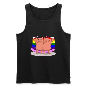 LGBTQ discrimination contre les cochons cadeau gay - Débardeur bio Premium Homme - noir - Devant - AI Model Male 178 light (178cm)