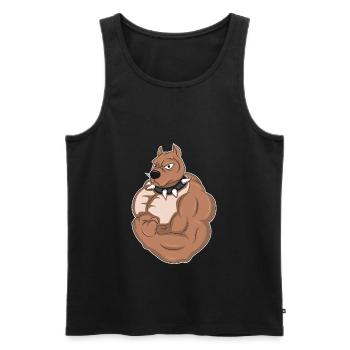 Body Building Dog Gym Bull - Men's Premium Organic Tank Top - black - Front - Michal (187cm)