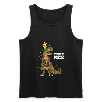 Christmas Tree Trex Dinosaur Dino Gift - Men's Premium Organic Tank Top - black - Front - Michal (187cm)