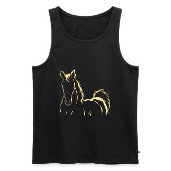 Horse drawing riding pony rider gift - Men's Premium Organic Tank Top - black - Front - Michal (187cm)