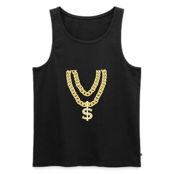 Gangster Chain Gear Gold Ghetto Dollar Gift - Men's Premium Organic Tank Top - black - Front - AI Model Male 178 light (178cm)