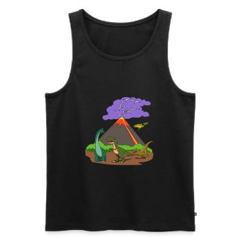 Dino dinosaur volcanic eruption eruption gift - Men's Premium Organic Tank Top - black - Front - AI Model Male 178 light (178cm)