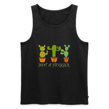 Cactus hug cuddle love cactus gift - Men's Premium Organic Tank Top - black - Front - AI Model Male 178 light (178cm)