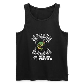 Angeln Angler Jesus Fischer Fischen Geschenkidee - Männer Premium Bio Tank Top - Schwarz - Vorne - Michal (187cm)