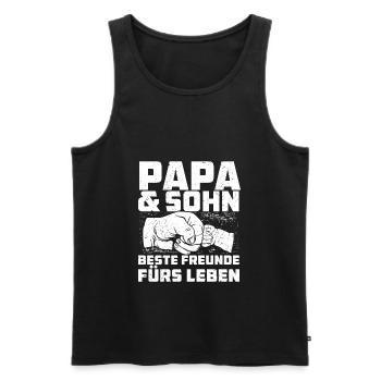 Papa und Sohn beste Freunde fürs Leben - Männer Premium Bio Tank Top - Schwarz - Vorne - Michal (187cm)