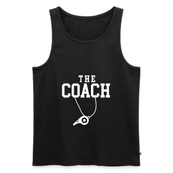 the coach - Men's Premium Organic Tank Top - black - Front - Michal (187cm)