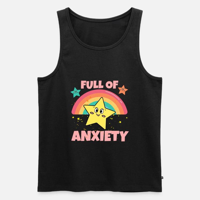 Voller Angst Ängstlich Soziale Ängstlichkeit - Männer Premium Bio Tank Top - Schwarz