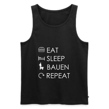 Manger dormir Construire Répéter - Débardeur bio Premium Homme - noir - Devant - Michal (187cm)