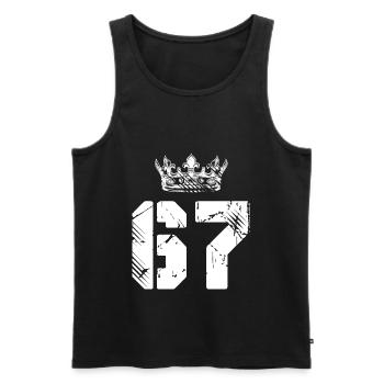 67 Zahl Krone - Männer Premium Bio Tank Top - Schwarz - Vorne - Michal (187cm)