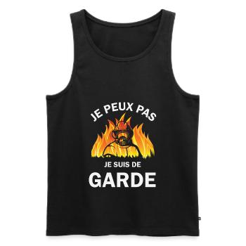 Je peux pas je suis de garde : Cool drôle cadeau - Débardeur bio Premium Homme - noir - Devant - Michal (187cm)