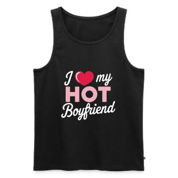 I Love My Hot Boyfriend - Men's Premium Organic Tank Top - black - Front - Michal (187cm)