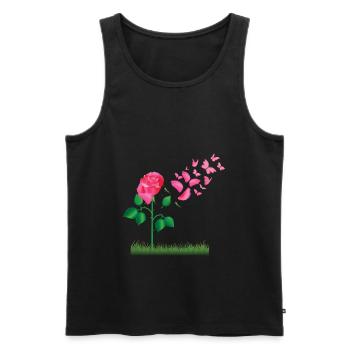 Rose Blumen Rosen Pflanzen Design - Männer Premium Bio Tank Top - Schwarz - Vorne - Michal (187cm)