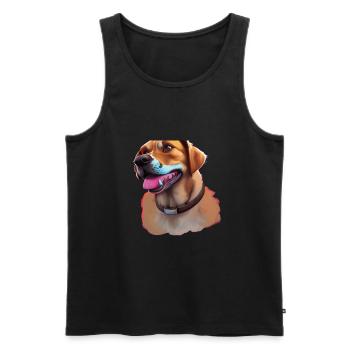 cheerful puppy Happy dog adorable dog - Men's Premium Organic Tank Top - black - Front - AI Model Male 178 light (178cm)