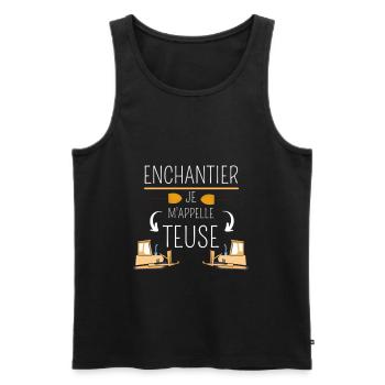 Enchantier je m'appelle Teuse - Débardeur bio Premium Homme - noir - Devant - AI Model Male 178 light (178cm)