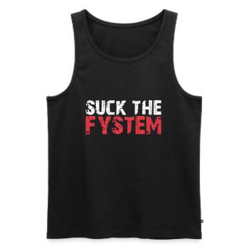 Suck the Fystem résistance protestation Fuck FCK système - Débardeur bio Premium Homme - noir - Devant - AI Model Male 178 light (178cm)