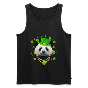 Lucky Panda St. Patrick's Day Golden Shamrock - Men's Premium Organic Tank Top - black - Front - AI Model Male 178 light (178cm)