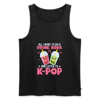 All I Want To Do Is Drink Boba & Listen to K-POP - Men's Premium Organic Tank Top - black - Front - AI Model Male 178 light (178cm)