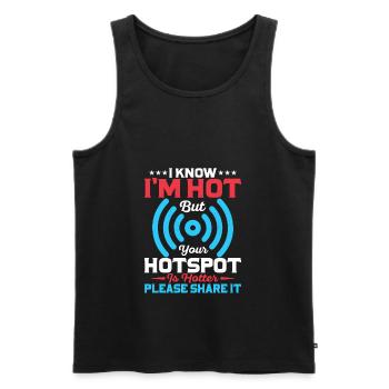 Je sais que je suis chaud mais votre hotspot est plus drôle - Débardeur bio Premium Homme - noir - Devant - AI Model Male 178 light (178cm)