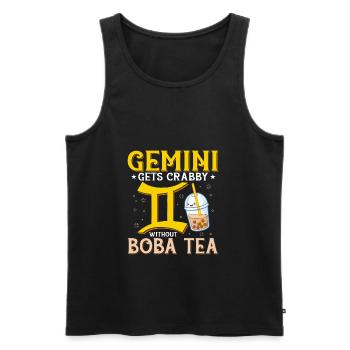 Gemini Gets Crabby Without Boba Tea Funny Bubble - Men's Premium Organic Tank Top - black - Front - AI Model Male 178 light (178cm)