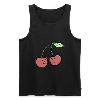 Cerises mignonnes - Débardeur bio Premium Homme - noir - Devant - AI Model Male 178 light (178cm)