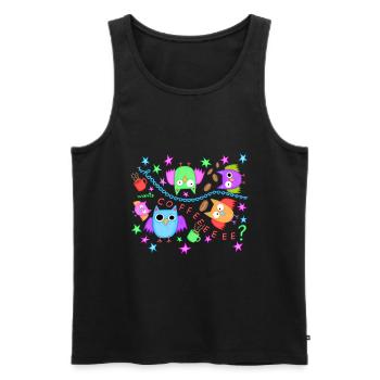 Kaffee Eulen lustig Eule Müde Koffein Büroleben - Männer Premium Bio Tank Top - Schwarz - Vorne - AI Model Male 178 light (178cm)